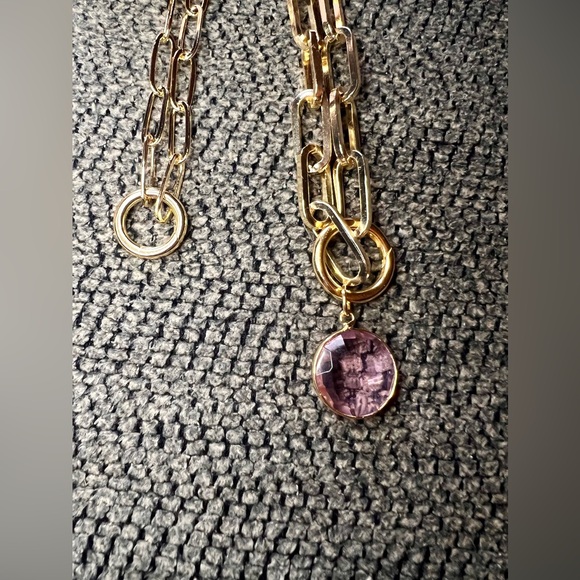 Link paper clip necklace and bracelet with birthstone charm - Picture 5 of 7